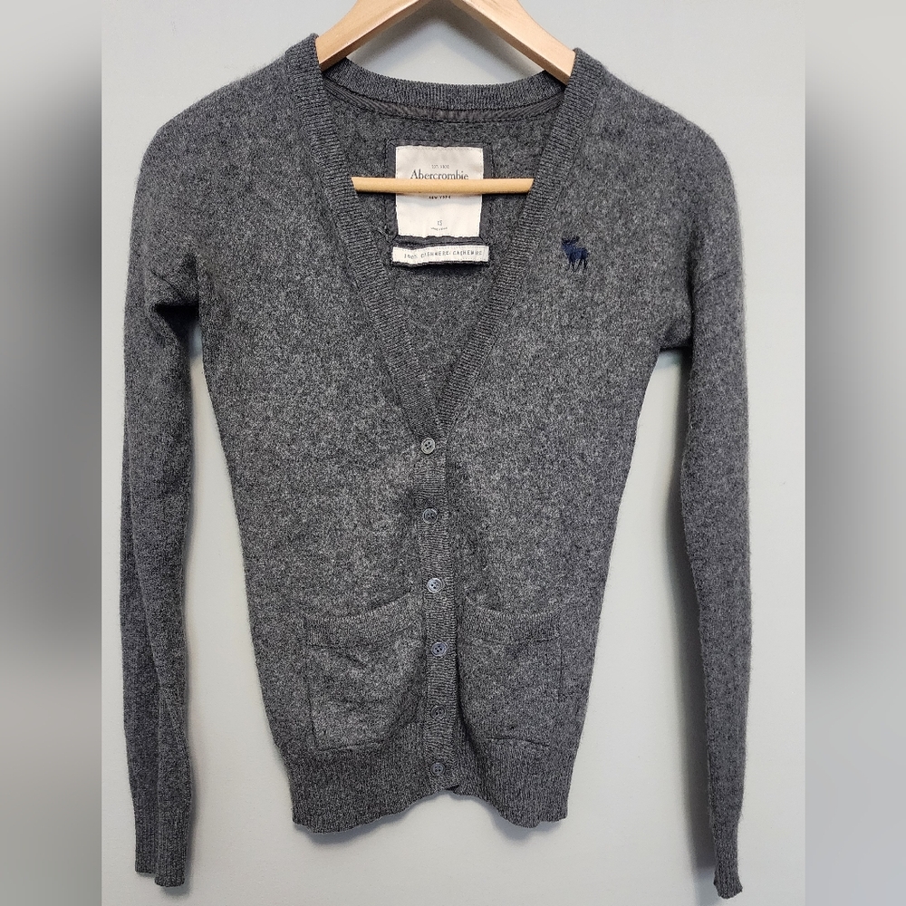 Abercrombie & Fitch Gray Cashmere Cardigan Sweater